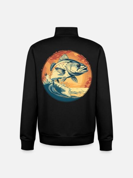 Fish Illustration - Unisex Organic Zip Sweatshirt by Stanley/Stella - black