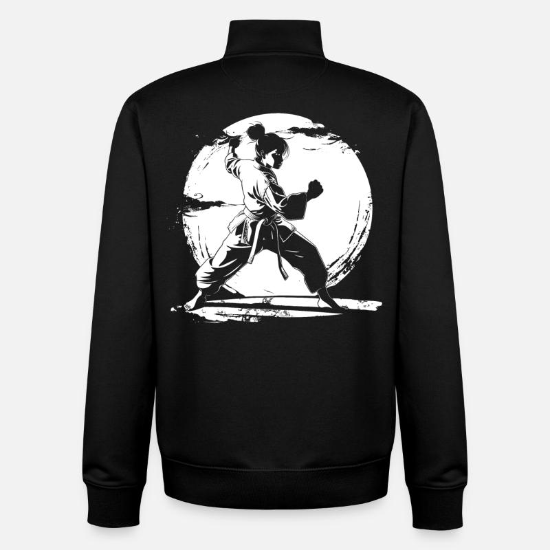 Karate Mädchen Zeichnung - Unisex Organic Zip Sweatshirt von Stanley/Stella - Schwarz