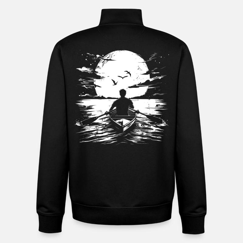 Rower Drawing - Unisex Organic Zip Sweatshirt by Stanley/Stella - black