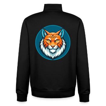 Luchs Niedliche Kawaii Cartoon Clipart Tier Haustier Logo - Unisex Organic Zip Sweatshirt von Stanley/Stella - Schwarz - Hinten - AI Model Male 185 light (185cm)