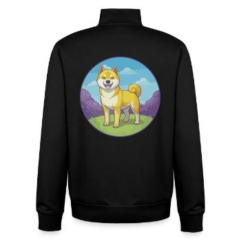 Akita Dog Cute Kawaii Cartoon Clipart Animal Pet - Unisex Organic Zip Sweatshirt by Stanley/Stella - black - Back - AI Model Male 185 light (185cm)