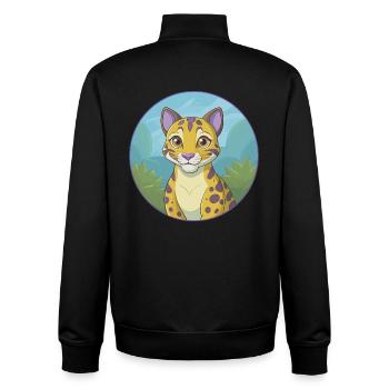 Ocelot Cute Kawaii Cartoon Clipart Animal Pet - Unisex Organic Zip Sweatshirt by Stanley/Stella - black - Back - AI Model Male 185 light (185cm)