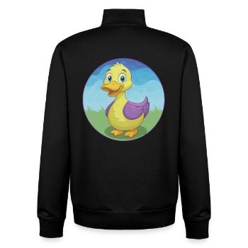 canard mignon kawaii dessin animé clipart animal de compagnie - Sweat zippé unisexe en coton bio Stanley/Stella - noir - Dos - AI Model Male 185 light (185cm)