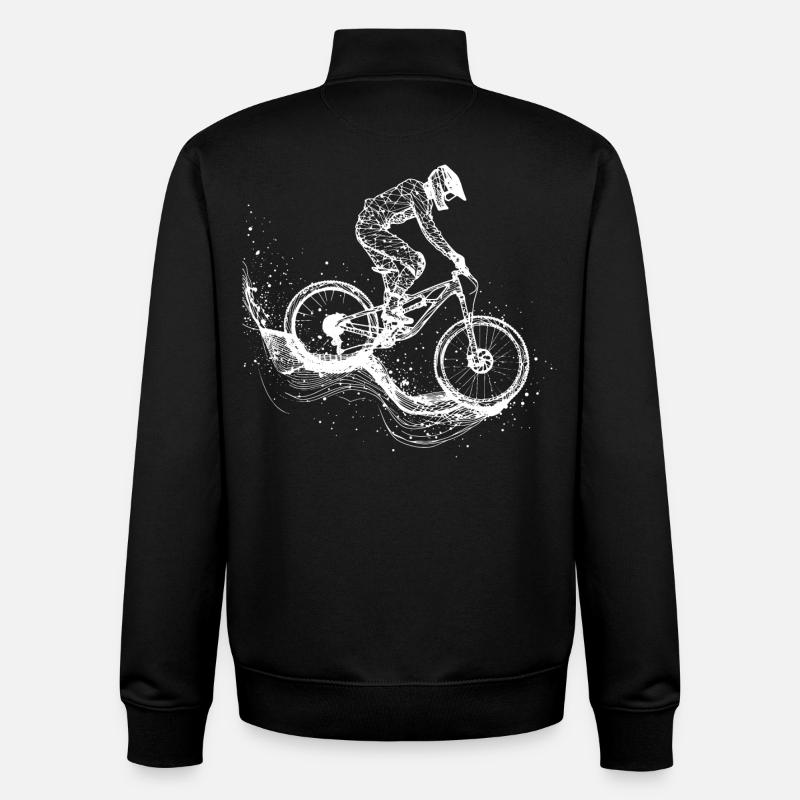 Mountain Biking Drawing - Unisex Organic Zip Sweatshirt by Stanley/Stella - black