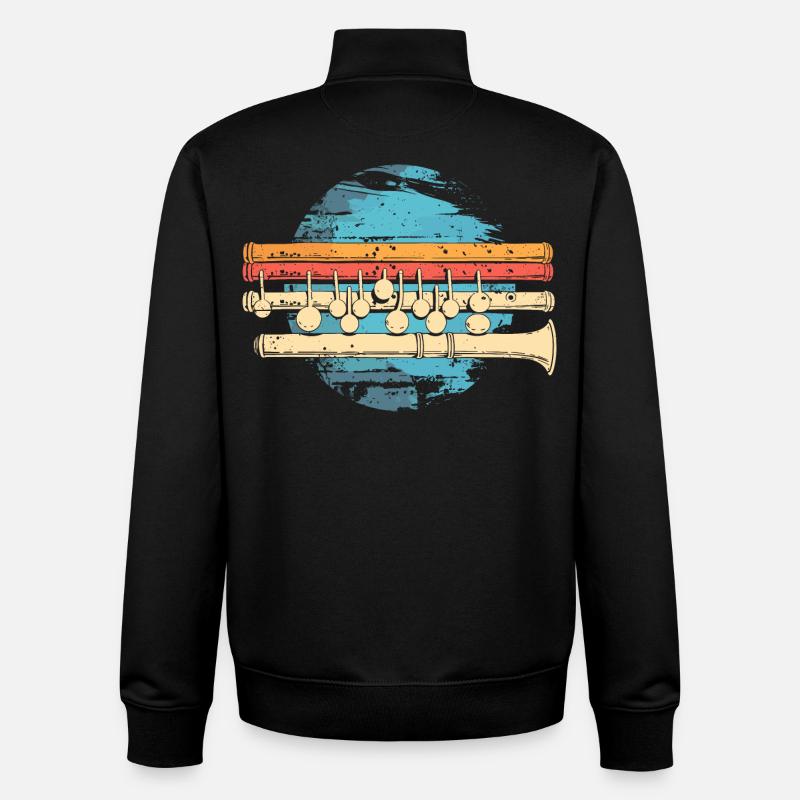 Flûte graphique - Sweat zippé unisexe en coton bio Stanley/Stella - noir