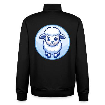 Schaf Blau Kawaii Cartoon Figur Clipart Haustier - Unisex Organic Zip Sweatshirt von Stanley/Stella - Schwarz - Hinten - AI Model Male 185 light (185cm)