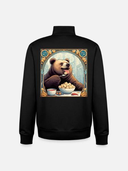 Pelmeni Bear Russian Gift - Unisex Organic Zip Sweatshirt by Stanley/Stella - black