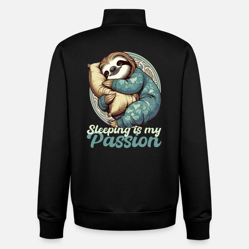 Sloth Sleeping Passion Gift - Unisex Organic Zip Sweatshirt by Stanley/Stella - black