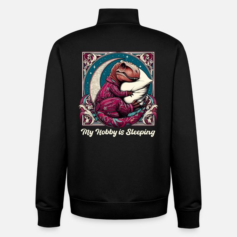 T-Rex Sleeping Hobby Cadeau - Sweat zippé unisexe en coton bio Stanley/Stella - noir
