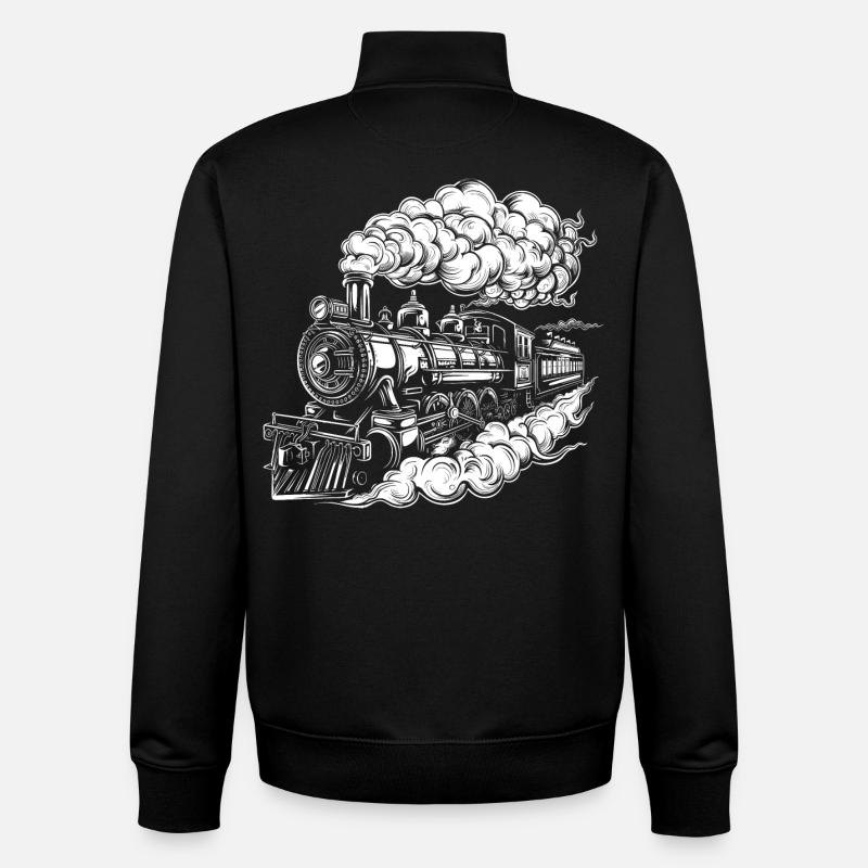 Dampflokomotive Grafik - Unisex Organic Zip Sweatshirt von Stanley/Stella - Schwarz