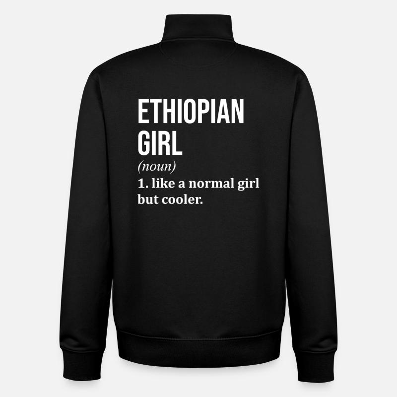 Éthiopie - Sweat zippé unisexe en coton bio Stanley/Stella - noir