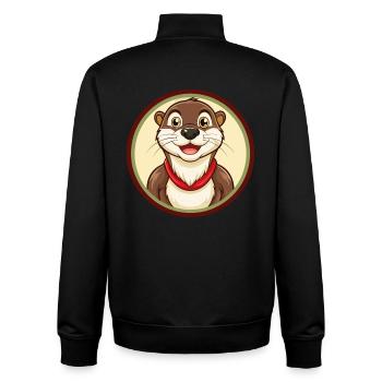 loutre coloré kawaii dessin animé personnage clipart - Sweat zippé unisexe en coton bio Stanley/Stella - noir - Dos - AI Model Male 185 light (185cm)