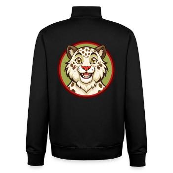 Snow Leopard Colorful Kawaii Cartoon Character Pet - Unisex Organic Zip Sweatshirt by Stanley/Stella - black - Back - AI Model Male 185 light (185cm)