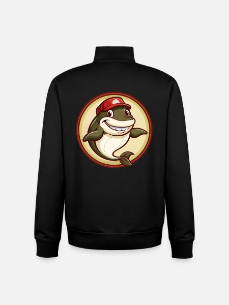 Whale Colorful Kawaii Cartoon Character Clipart - Unisex Organic Zip Sweatshirt by Stanley/Stella - black