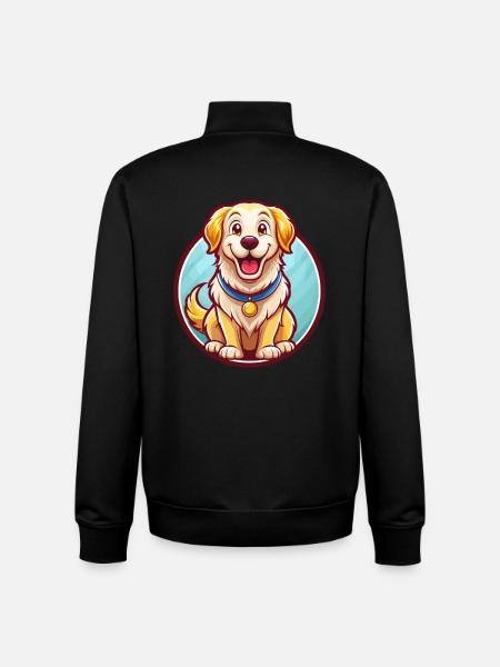 Golden Retriever Hund Sjov Kawaii Tegneserie Dyr - Stanley/Stella unisex sweatshirt med lynlås i økologisk - sort