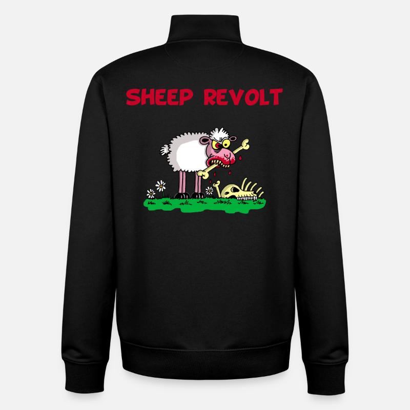 La révolte des moutons (anglais) - Sweat zippé unisexe en coton bio Stanley/Stella - noir