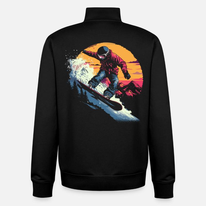 Snowboarder à l’ancienne - Sweat zippé unisexe en coton bio Stanley/Stella - noir