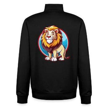 Lion mignon drôle Kawaii dessin animé Clipart animal de compagnie - Sweat zippé unisexe en coton bio Stanley/Stella - noir - Dos - AI Model Male 185 light (185cm)