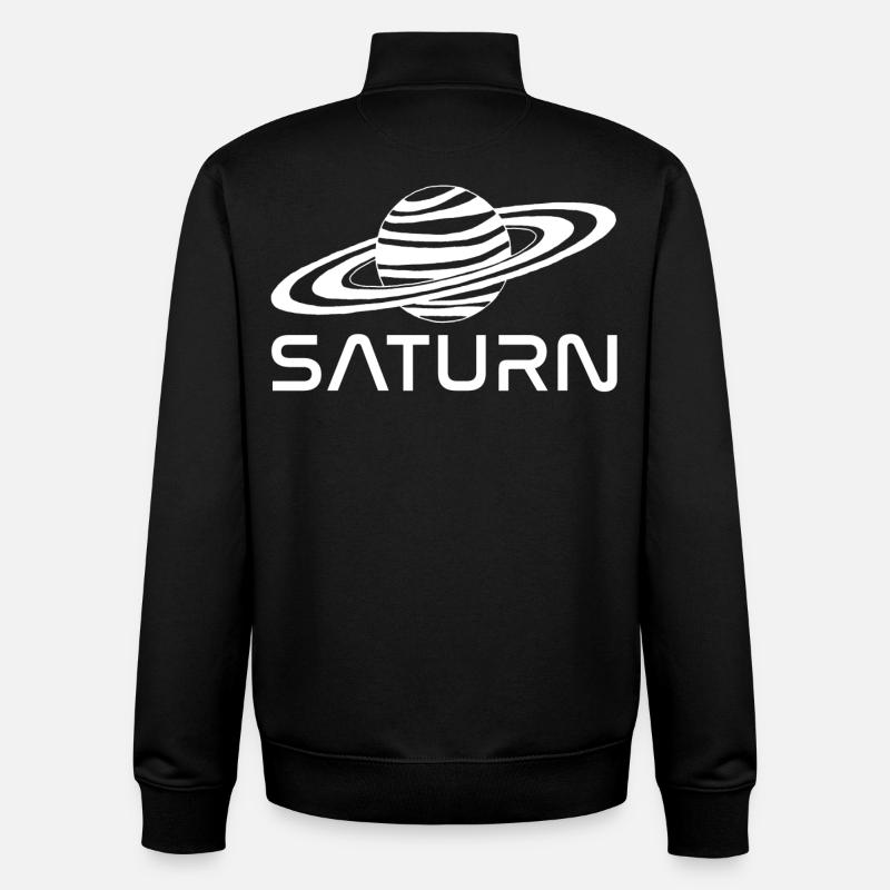 Planète saturne blanche - Sweat zippé unisexe en coton bio Stanley/Stella - noir