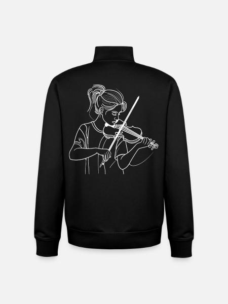 Violinist Line Art - Unisex Organic Zip Sweatshirt by Stanley/Stella - black