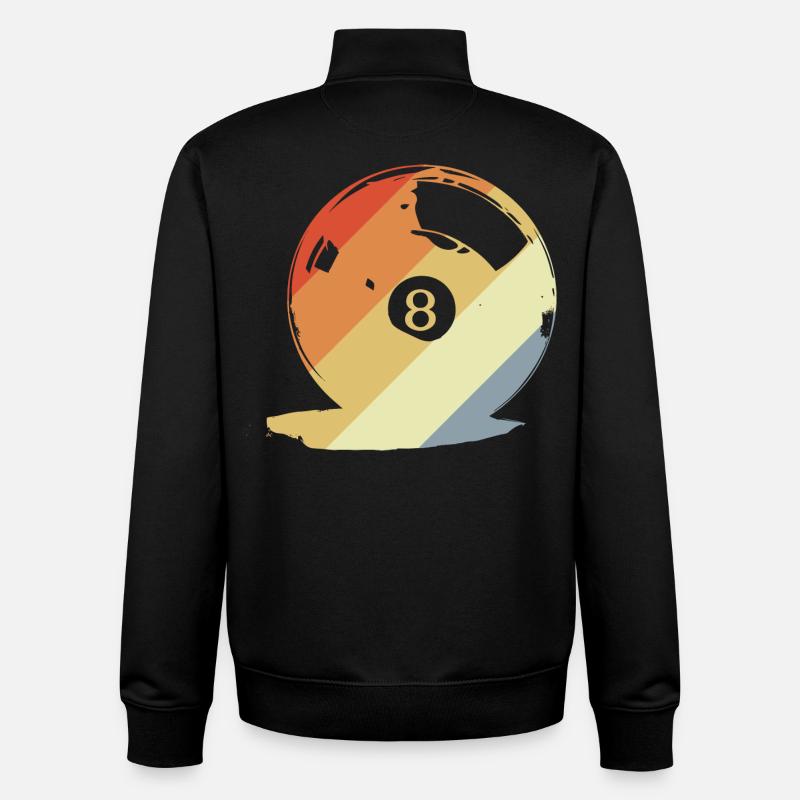 Graphique rétro boule de billard - Sweat zippé unisexe en coton bio Stanley/Stella - noir