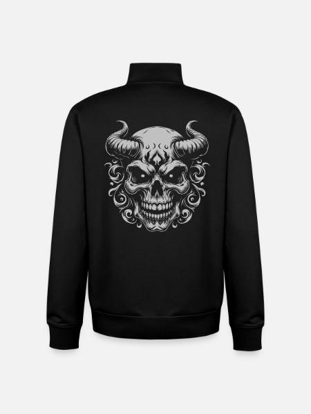 Demonic Horn Skull Ornament - Unisex Organic Zip Sweatshirt by Stanley/Stella - black