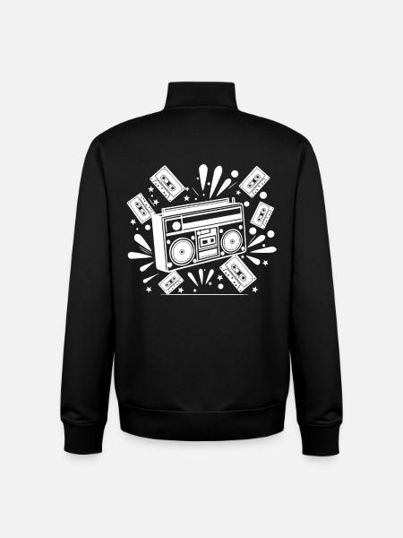 Boombox, music, nostalgia - Unisex Organic Zip Sweatshirt by Stanley/Stella - black
