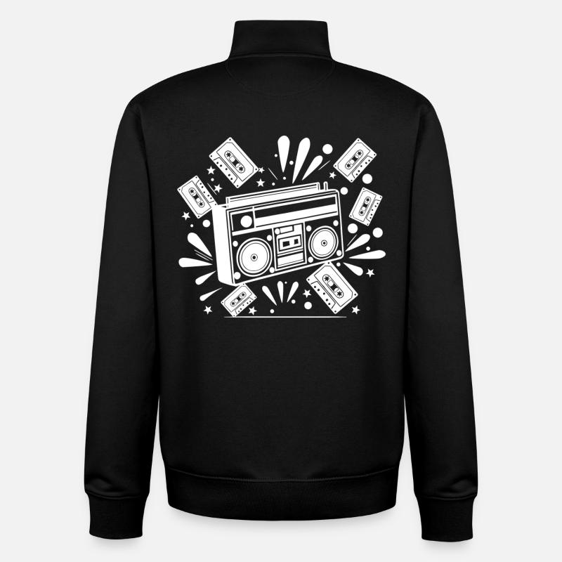 Radiocassette, musique, nostalgie - Sweat zippé unisexe en coton bio Stanley/Stella - noir