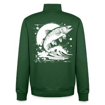 Graphique de pêche - Sweat zippé unisexe en coton bio Stanley/Stella - vert bouteille - Dos - AI Model Male 185 dark (185cm)