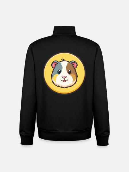 Porcellino d'India Kawaii Personaggio dei cartoni animati Faccia animale - Felpa unisex con zip in cotone biologico di Stanley/Stella - nero