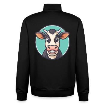 vache kawaii dessin animé personnage animal visage d’animal de compagnie - Sweat zippé unisexe en coton bio Stanley/Stella - noir - Dos - AI Model Male 185 light (185cm)