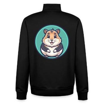 Hamster Kawaii Cartoon Character Animal Pet Face - Unisex Organic Zip Sweatshirt by Stanley/Stella - black - Back - AI Model Male 185 light (185cm)