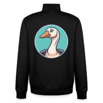 oie kawaii dessin animé personnage animal visage d’animal - Sweat zippé unisexe en coton bio Stanley/Stella - noir - Dos - AI Model Male 185 light (185cm)