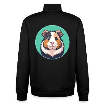 cochon d’Inde Kawaii dessin animé personnage visage d’animal - Sweat zippé unisexe en coton bio Stanley/Stella - noir - Dos - AI Model Male 185 light (185cm)