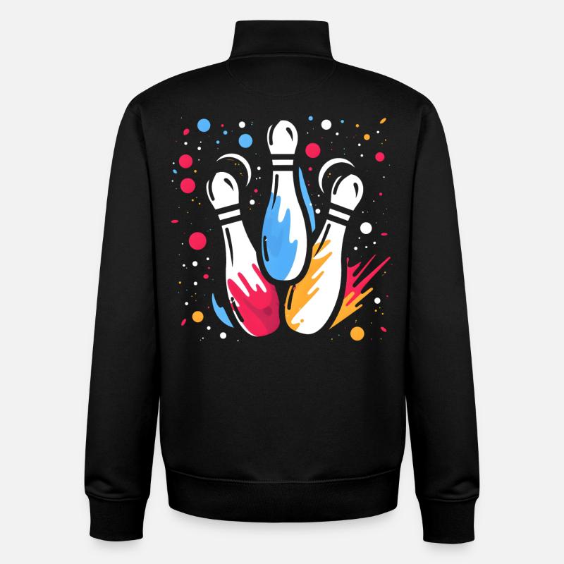 Retro Kegeln - Unisex Organic Zip Sweatshirt von Stanley/Stella - Schwarz
