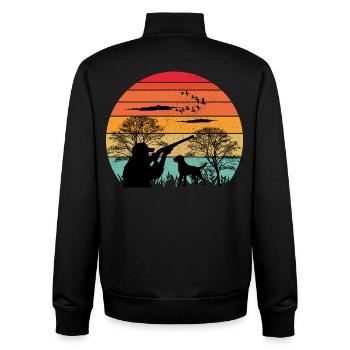 Hunt Ready - Hunting Apparel Retro Design - Unisex Organic Zip Sweatshirt von Stanley/Stella - Schwarz - Hinten - AI Model Male 185 light (185cm)