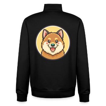 Spitz finlandais chien race dessin animé Kawaii Clipart animal de compagnie - Sweat zippé unisexe en coton bio Stanley/Stella - noir - Dos - AI Model Male 185 light (185cm)