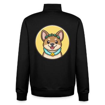 Hawaïen Poi Chien Race Dessin animé Kawaii Clipart Animal de compagnie - Sweat zippé unisexe en coton bio Stanley/Stella - noir - Dos - AI Model Male 185 light (185cm)