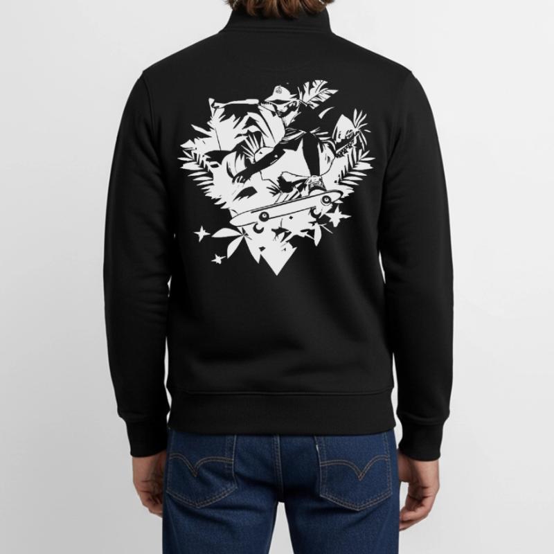 Skater Drawing Unisex Organic Zip Sweatshirt by Stanley/Stella
