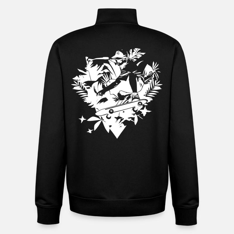 Dessin de patineur - Sweat zippé unisexe en coton bio Stanley/Stella - noir