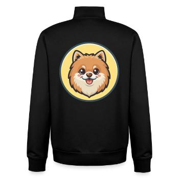 Poméranien Spitz Chien Race Dessin Animé Kawaii Clipart - Sweat zippé unisexe en coton bio Stanley/Stella - noir - Dos - AI Model Male 185 light (185cm)