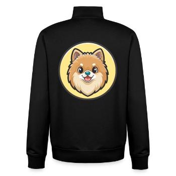 Poméranien Allemand Spitz Chien Race Dessin Animé Kawaii - Sweat zippé unisexe en coton bio Stanley/Stella - noir - Dos - AI Model Male 185 light (185cm)