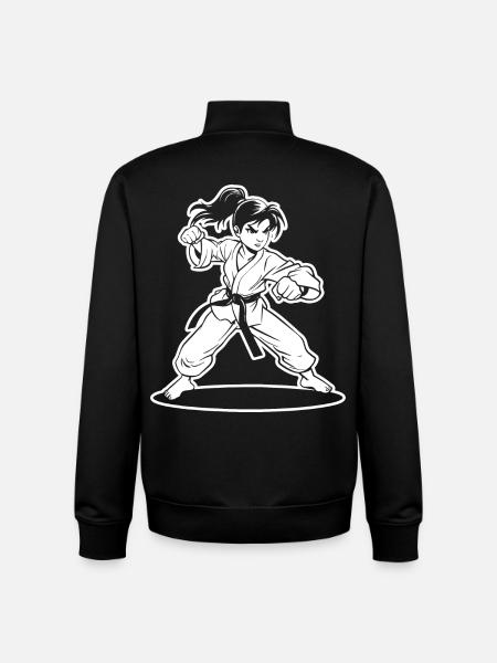 Karate Mädchen Cartoon Stil - Unisex Organic Zip Sweatshirt von Stanley/Stella - Schwarz