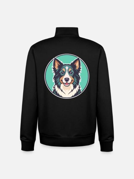 Baskisk gjeterhundrase tegneserie Kawaii Clipart - Unisex genser med glidelås i økologisk bomull Stanley/Stella - svart