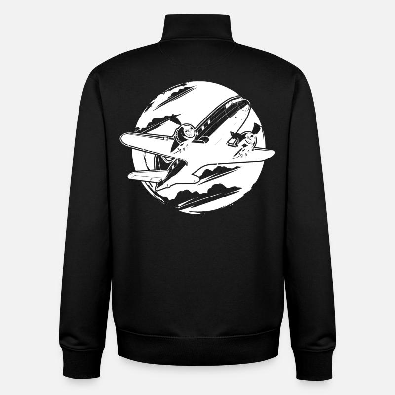 Dessin d’avion - Sweat zippé unisexe en coton bio Stanley/Stella - noir