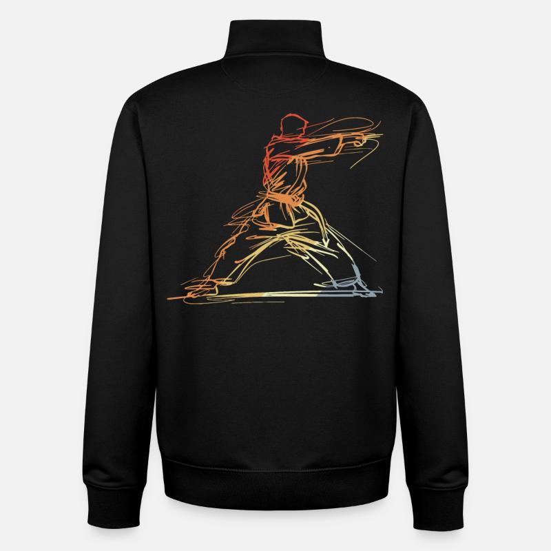 Karateka Line Sketch Retro - Unisex Organic Zip Sweatshirt by Stanley/Stella - black