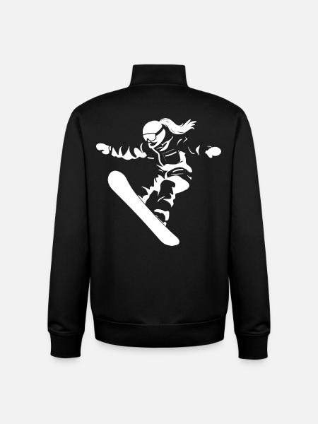 Dessin d’une snowboardeuse - Sweat zippé unisexe en coton bio Stanley/Stella - noir