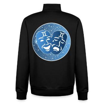 Signe astrologique des gémeaux - Sweat zippé unisexe en coton bio Stanley/Stella - noir - Dos - AI Model Male 185 light (185cm)