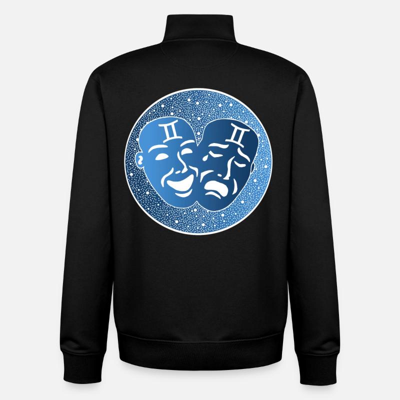 Signe astrologique des gémeaux - Sweat zippé unisexe en coton bio Stanley/Stella - noir