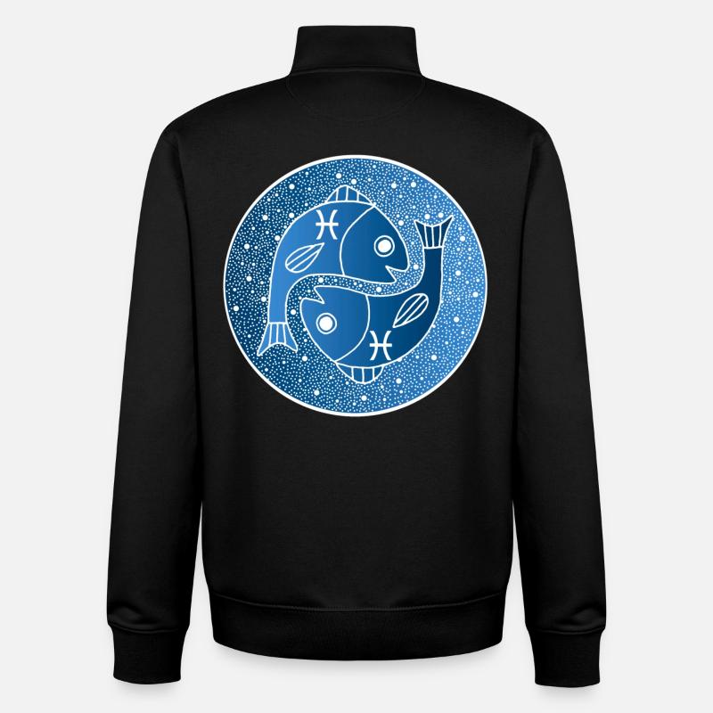 Signe astrologique du poisson - Sweat zippé unisexe en coton bio Stanley/Stella - noir